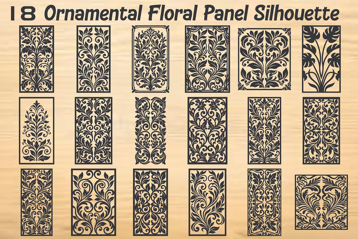 Ornamental Floral Panel Silhouette, an Object Graphic by hafijul (Photo 1 of 4)