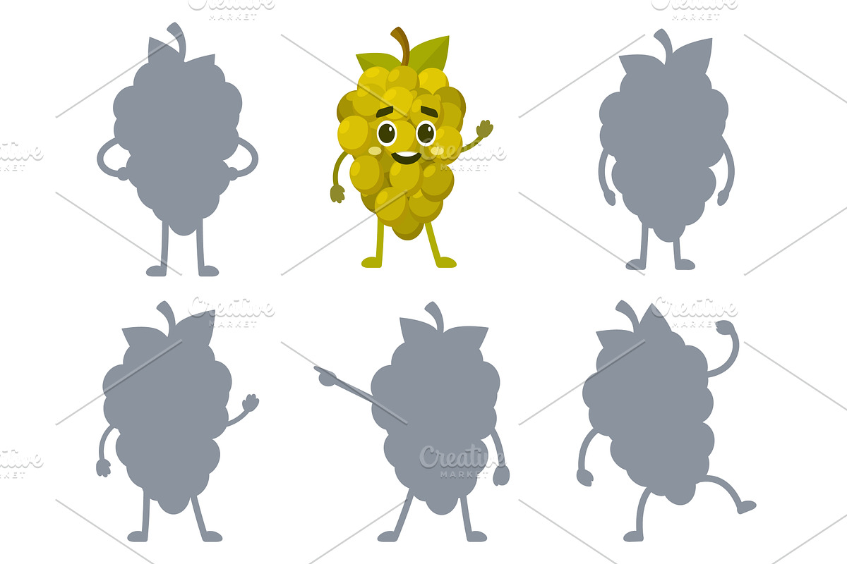 Find correct shadow. Cartoon grape, an Object Illustration by Valerie Bodnar