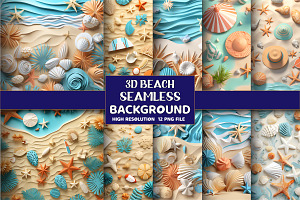 3D Beach Life Seamless Backgrounds