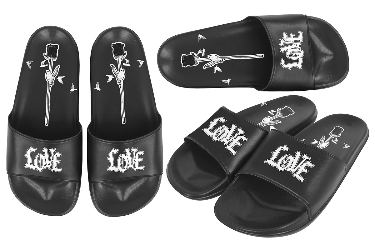 REALISTIC SLIDE SANDALS MOCKUP, a Merchandise Mockup by DaldSgh (Photo 2 of 8)