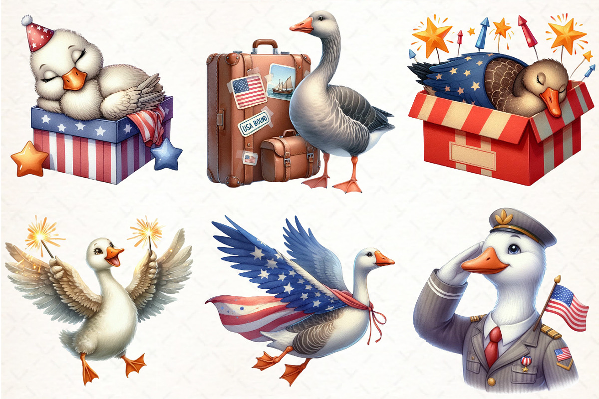 Cartoonish Patriotic Goose Clipart, an Illustration by Pixels.Craft (Photo 3 of 7)