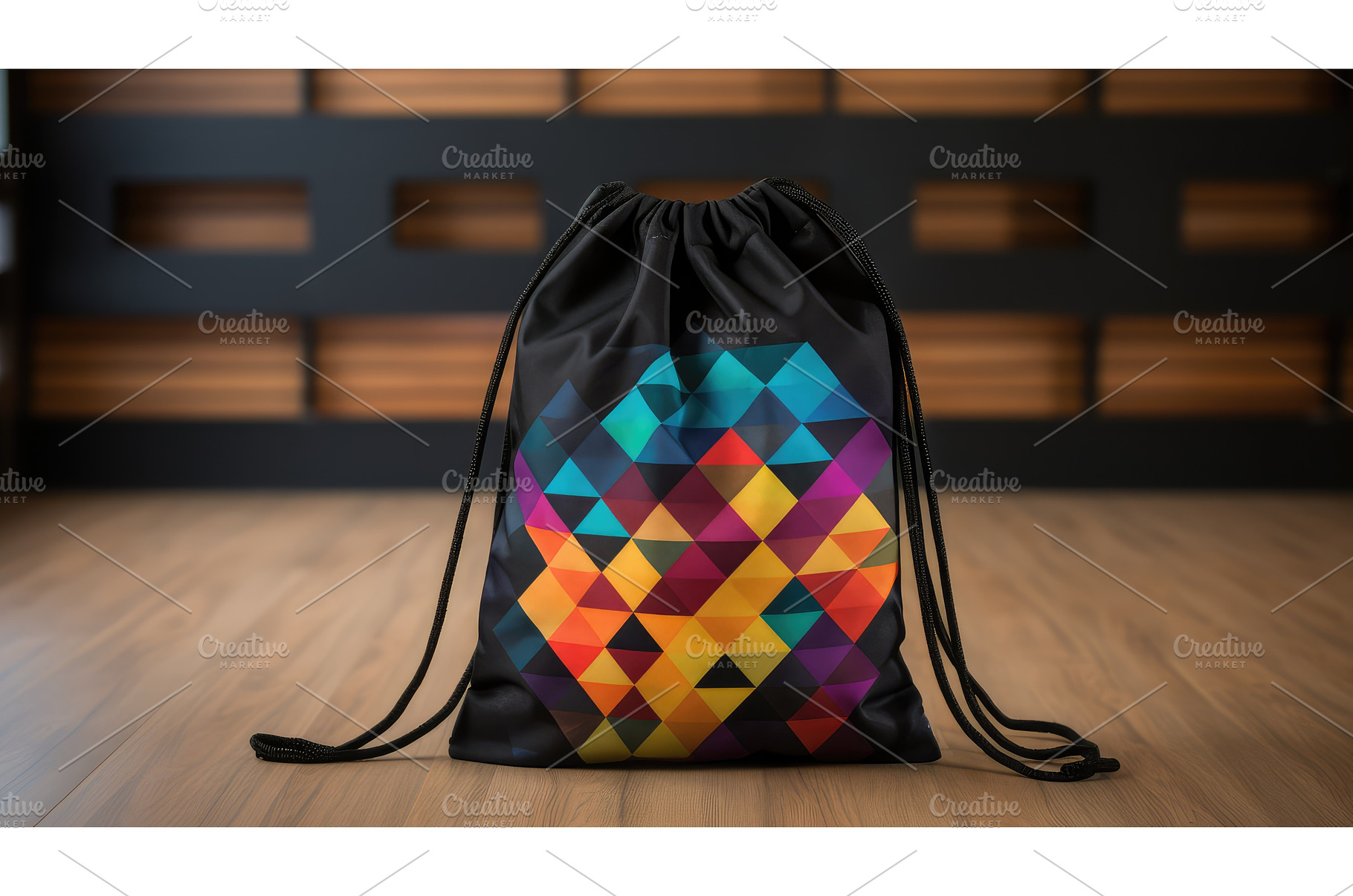 colorful drawstring bag ai generated, a Beauty & Fashion Photo by pikepicture