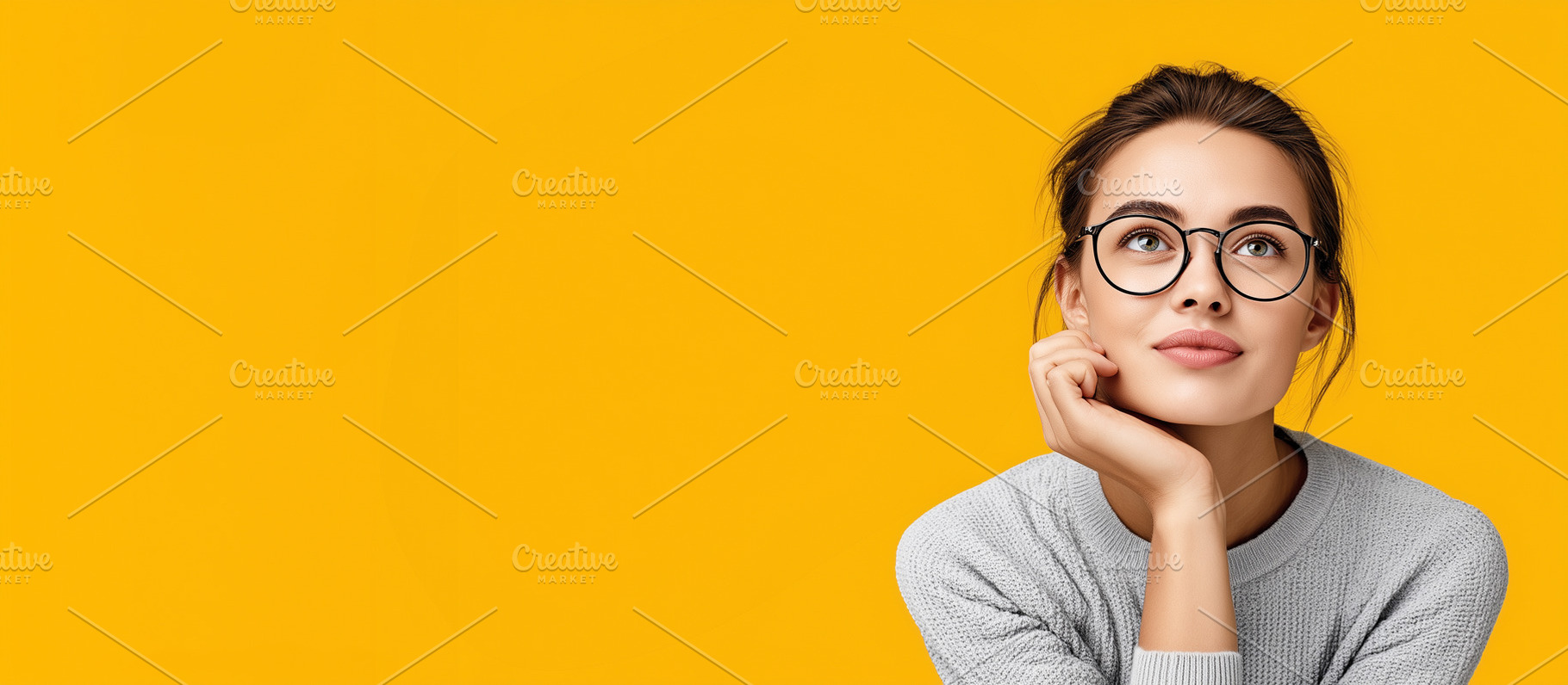 Thoughtful young woman with glasses, a Person Photo by MistyDay
