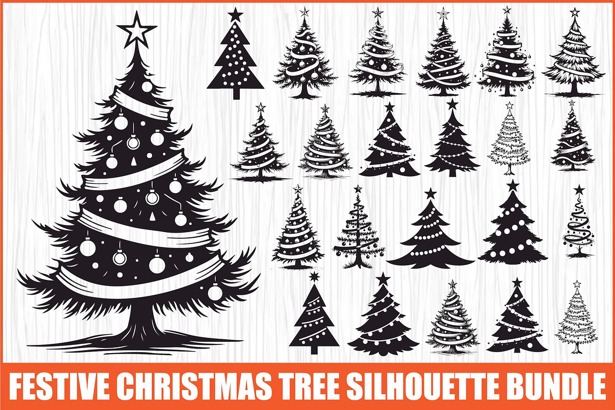 Merry Christmas Tree Clipart Collect, an Illustration by jahid234 (Photo 1 of 21)