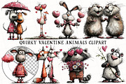Quirky Valentine Animals Clipart, an Illustration by OK Design (Thumbnail 2 of 6)