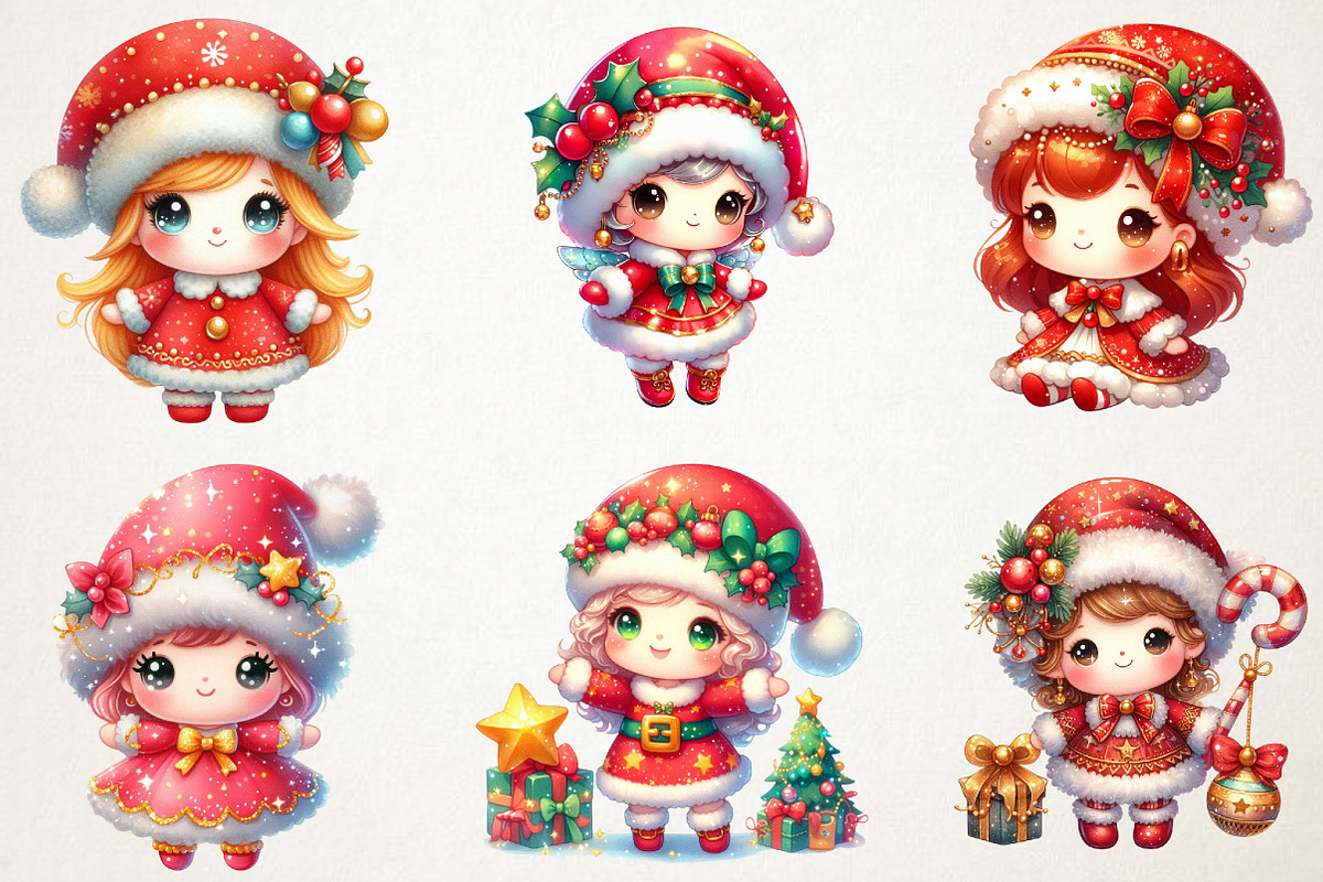 Christmas Cute Dolls Clipart, an Illustration by RobertsArt (Photo 5 of 7)