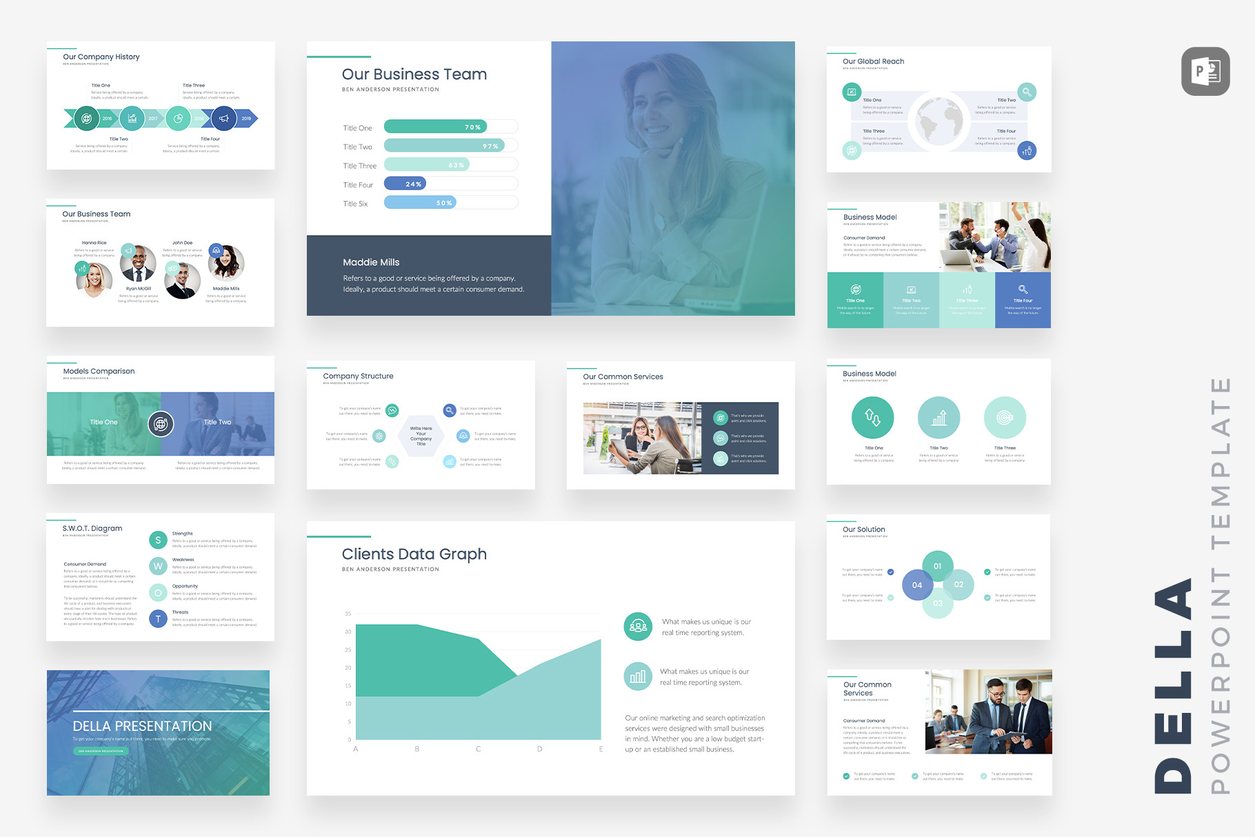 Della Business PowerPoint Template, a Presentation Template by slidequest