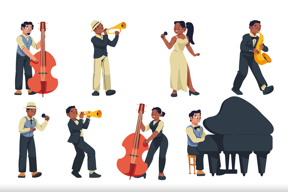 World Jazz Day Characters Set