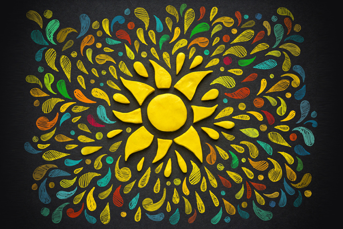 Cheerful Sun on a Black Background, a Seasonal Illustration by Countryside life (Photo 6 of 8)