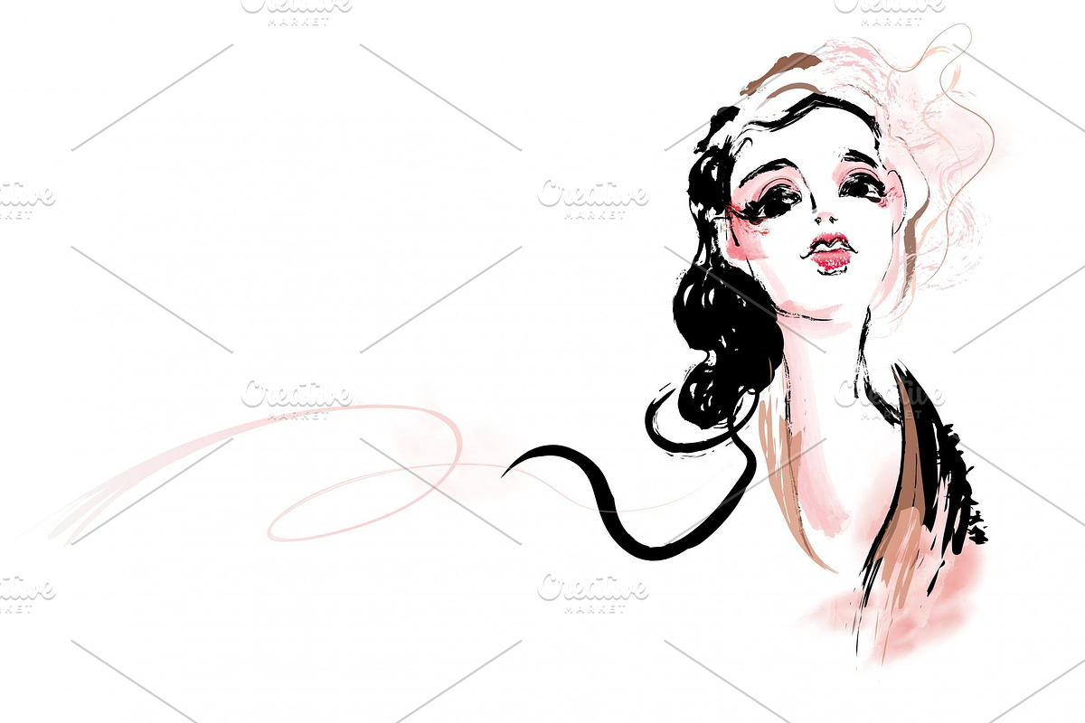 Cute woman wearing fascinator hat, a Decorative Illustration by TotallypicRF
