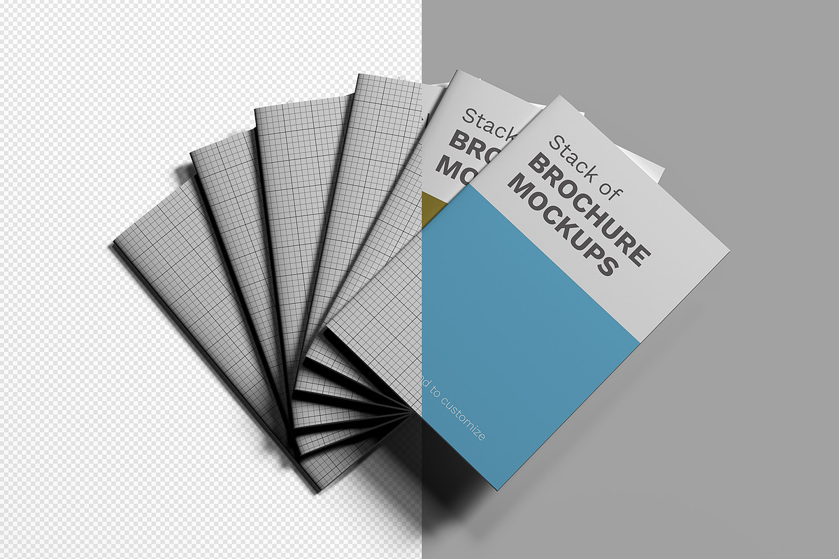 Stacked Brochure Mockup Kit 11 Views, a Books & Magazine Mockup by Illusiongraphic (Photo 15 of 28)
