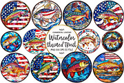 Stained Glass Patriotic Rainbow, an Illustration by OK Design (Thumbnail 1 of 5)