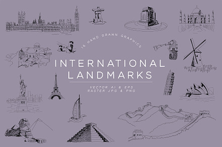 Hand Drawn International Landmarks