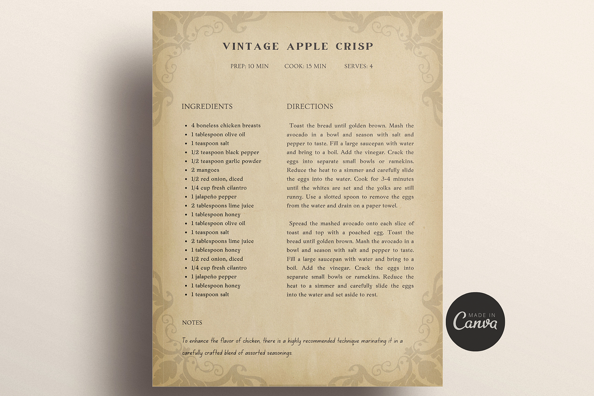 Vintage Recipe Book Template Canva, a Templates & Theme by OrganizationOasisRo (Photo 1 of 10)
