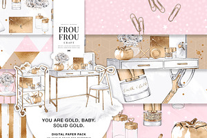 Gold Pink Stationery Paper Pack