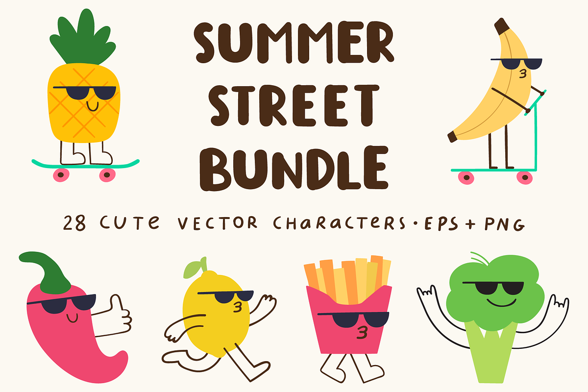 Summer street bundle., a Food Illustration by cutelevindesign (Photo 1 of 4)