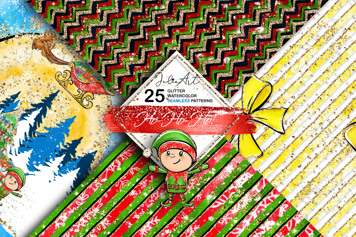 Ho-Ho-Ho christmas seamless patterns, a Pattern Graphic by JuliaStarArt-FantasyHome (Photo 4 of 12)