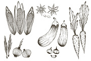 hand drawn vegetables vector set, a Food Illustration by Tierre3012 (Thumbnail 2 of 2)