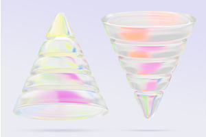 3d glass pearlescent cone and sales, a Finance Illustration by Marozhkastudio