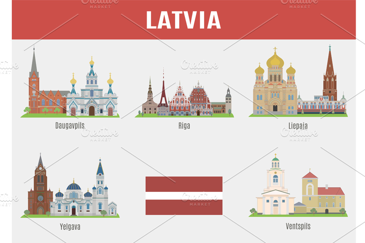 Famous Places cities of Latvia, an Outline Icon by Stoker-13
