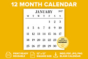2027 Large MON-SUN 12x12 Calendar, a Stationery Template by Running With Foxes (Thumbnail 1 of 5)
