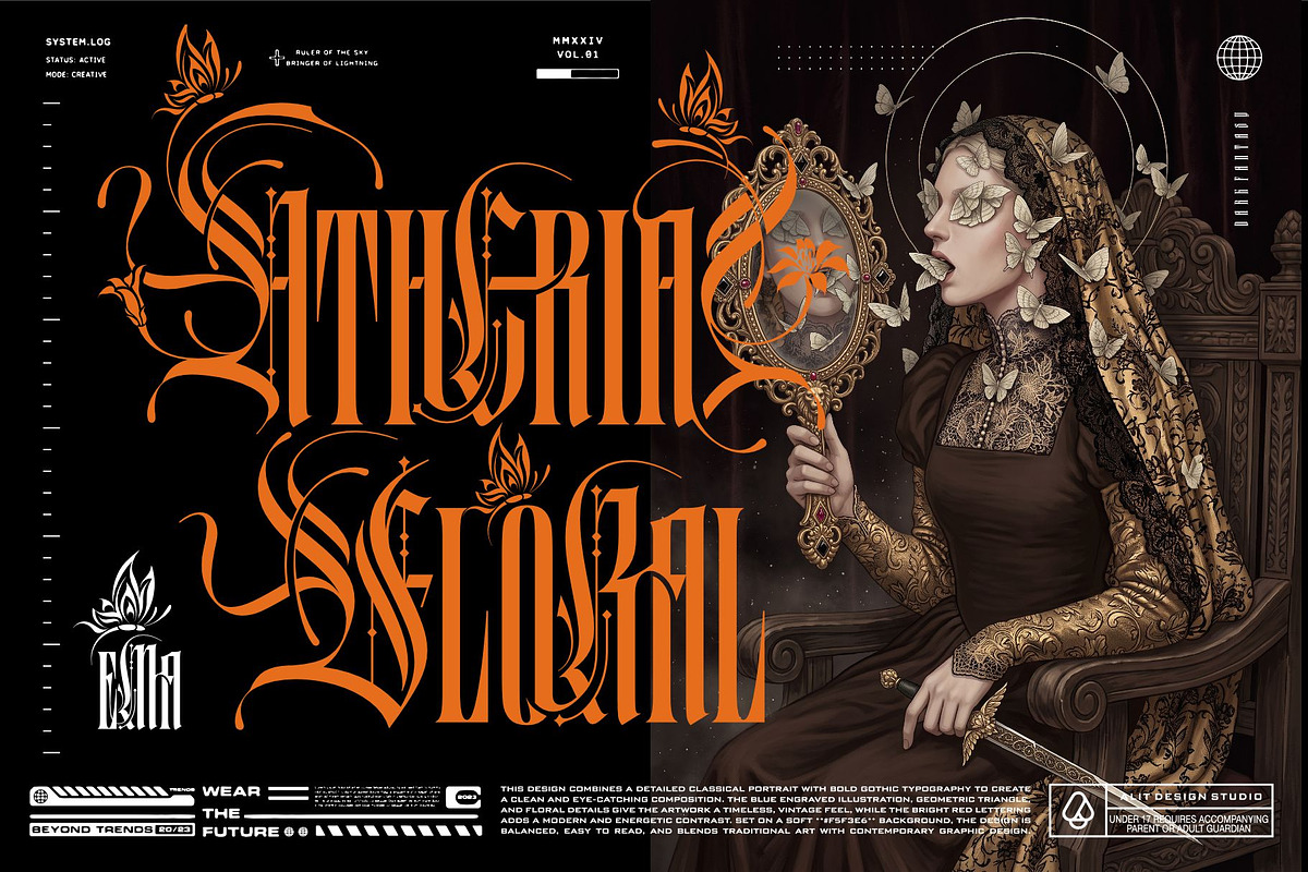 Black Letterfly Typeface, a Blackletter Font by alit design (Photo 4 of 20)