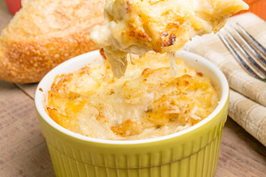 Fresh baked dungeness crab macaroni and cheese stock photo containing
