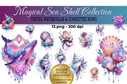 Pastel Sea Shell Clipart - 13 PNG, an Animal Illustration by InkyQueenArt (Thumbnail 1 of 6)