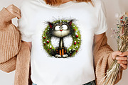 Watercolor Christmas Cats Clipart, an Illustration by Canvas Craft (Thumbnail 6 of 7)