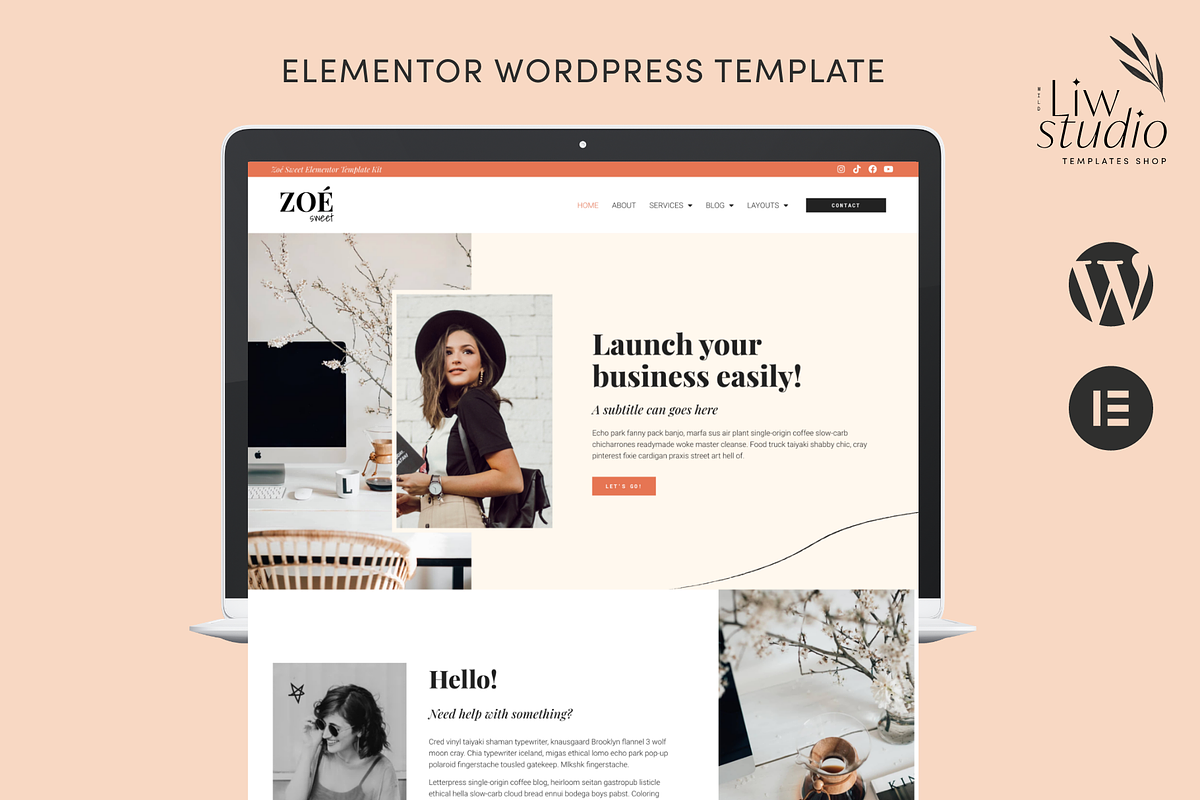 Feminine WordPress Theme Elementor, a WordPress Template by Liw studio (Photo 2 of 8)