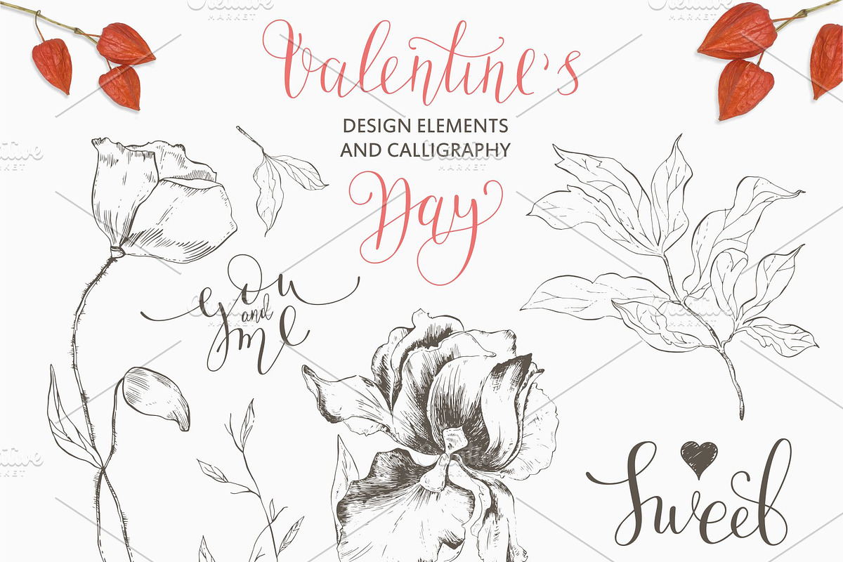 Valentine's Day. Romantic set, an Illustration by OlgaAlekseenko (Photo 2 of 11)