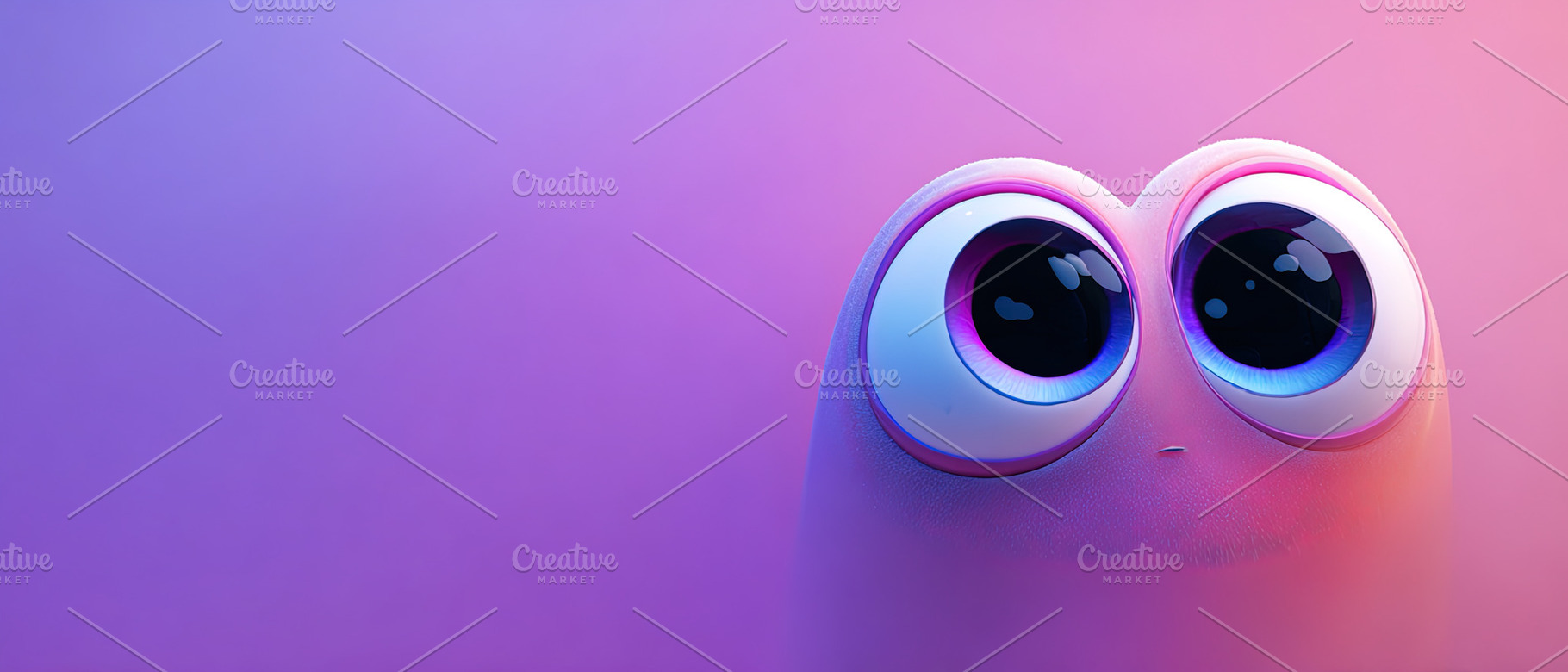 Adorable stylized cartoon character with big eyes, set against a, an Abstract Photo by Ales Munt