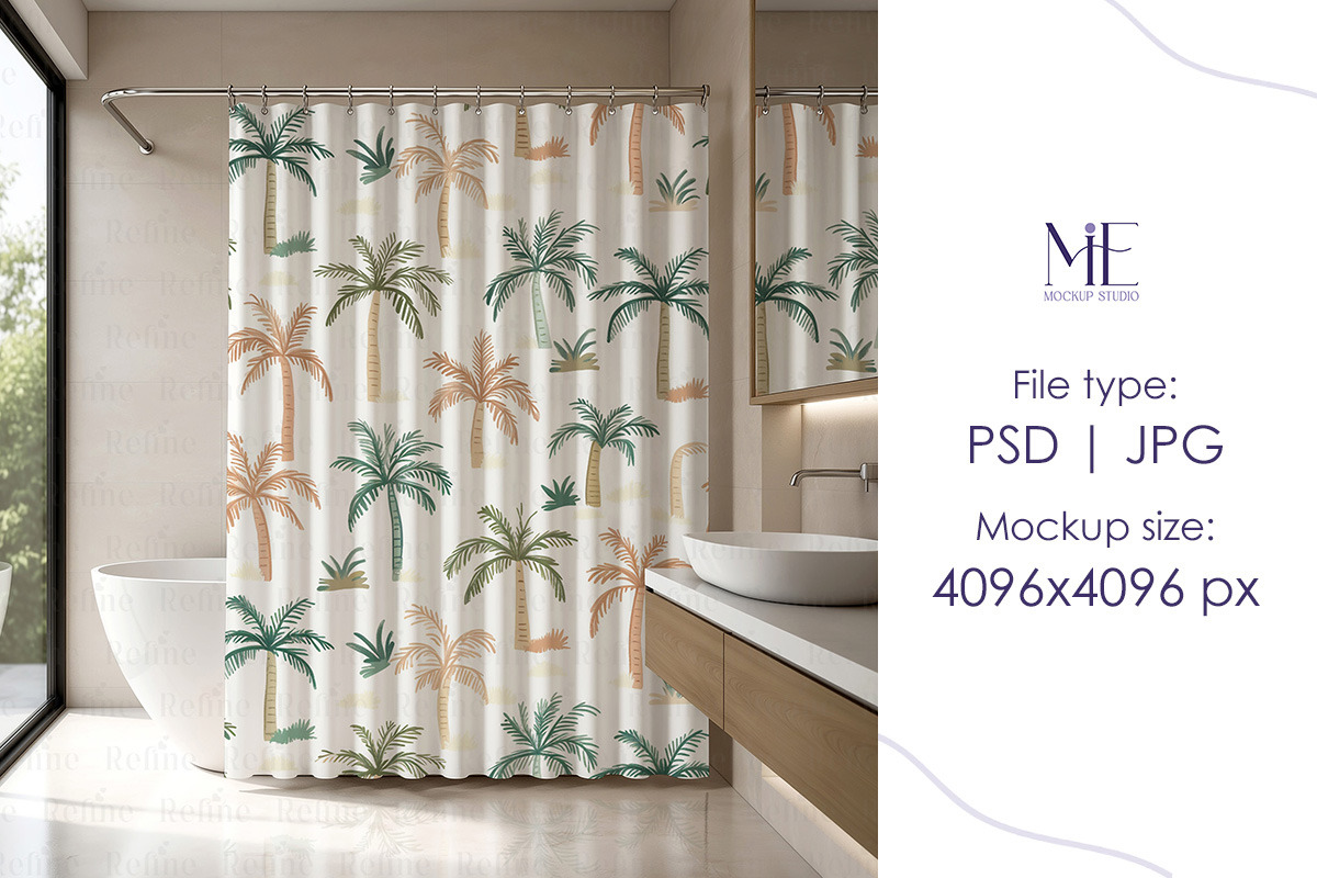Shower Curtain Mockup, a Household Mockup by Mie Mockup Studio (Photo 3 of 5)