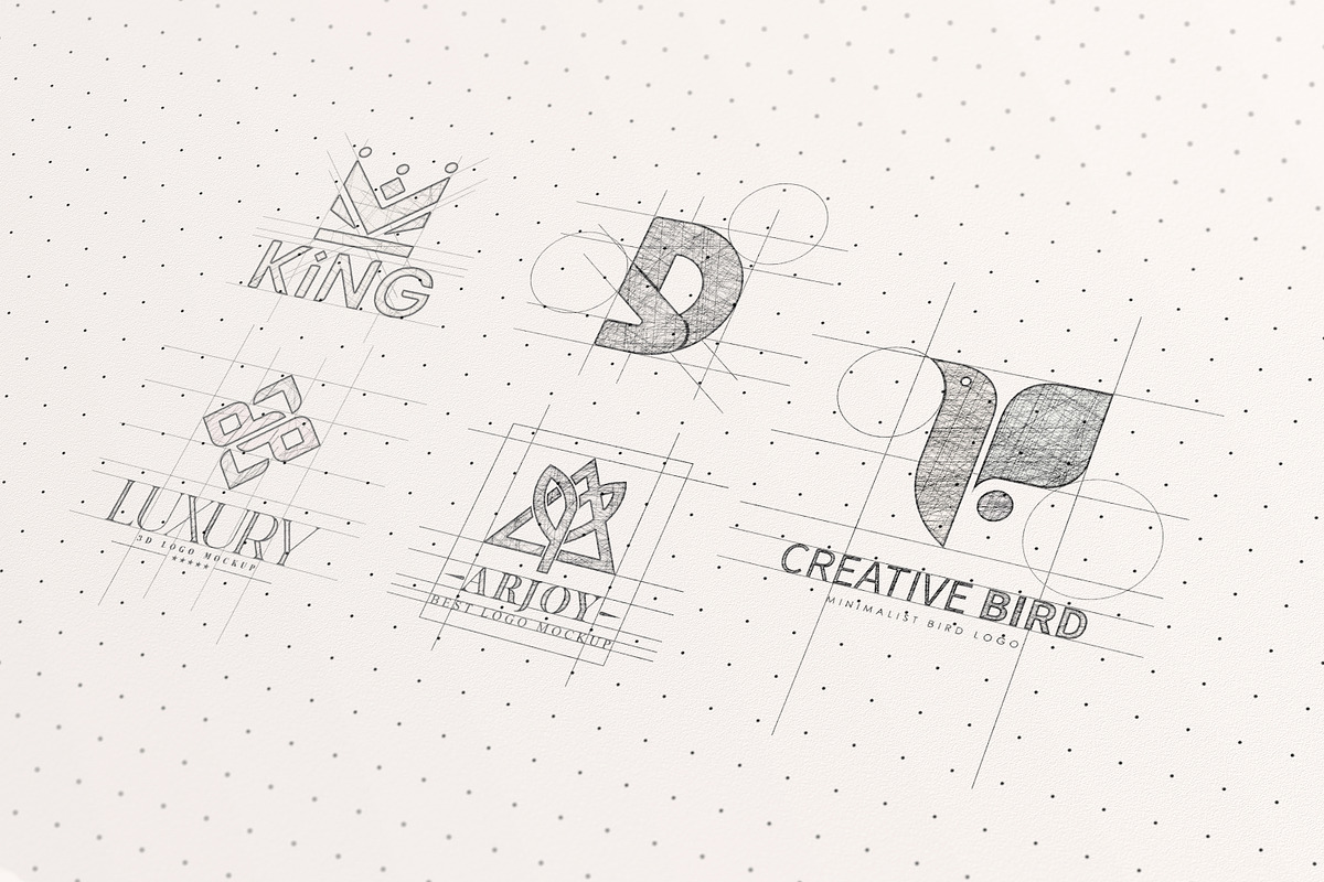 Pencil Sketch Logo Mockup V2, a Mockup by INTENTFX (Photo 4 of 14)