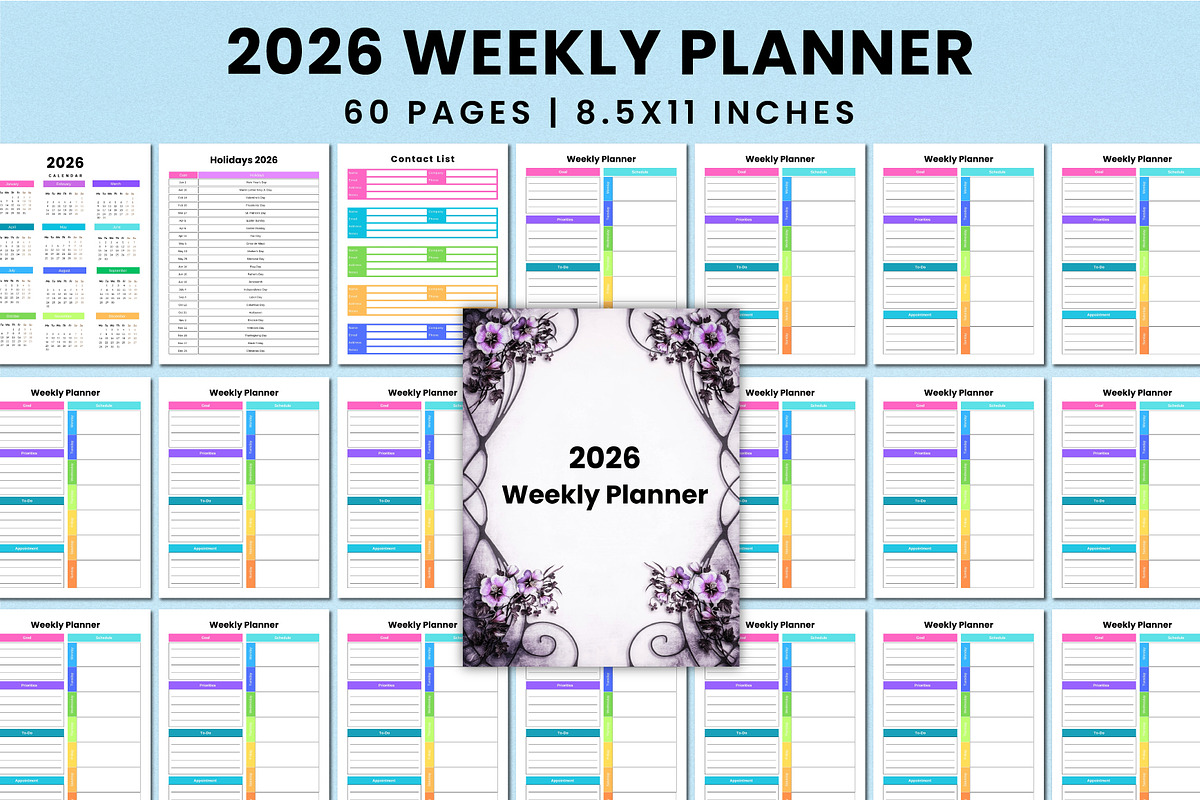 2026 Weekly Planner For Canva KDP, a Stationery Template by Shumaya (Photo 1 of 4)