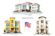 Watercolor Back to school clipart, an Education Illustration by Art and Funny (Thumbnail 3 of 8)