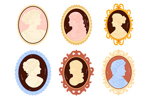 Classic vintage cameo set with head, an Illustration by Flashvector