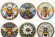 Mosaic Circular Bees Coasters, an Animal Illustration by Design Scotch (Thumbnail 5 of 10)