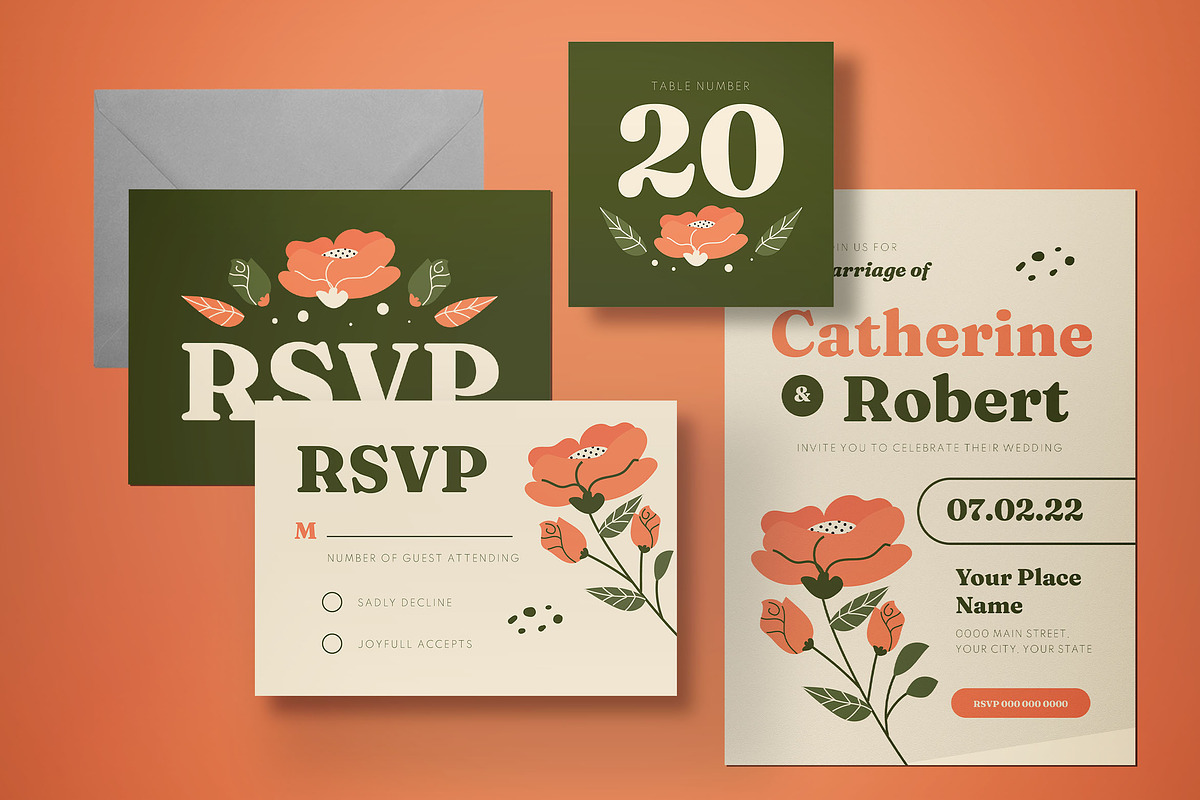Wedding Invitation Set, an Invitation Template by graphicook (Photo 3 of 3)