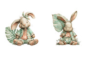 Whimsical summer bunny clipart, an Illustration by SinaCreation (Thumbnail 4 of 11)