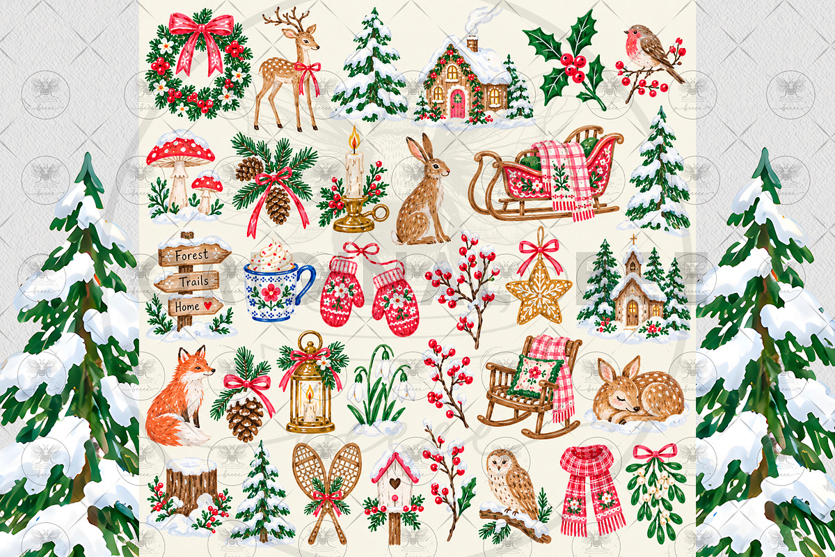 Winter Woodland Clipart, a Decorative Illustration by BigCakeBee (Photo 3 of 4)