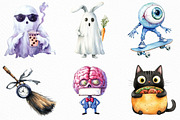 Watercolor Funny Halloween Clipart, an Illustration by Craft Nest (Thumbnail 4 of 6)