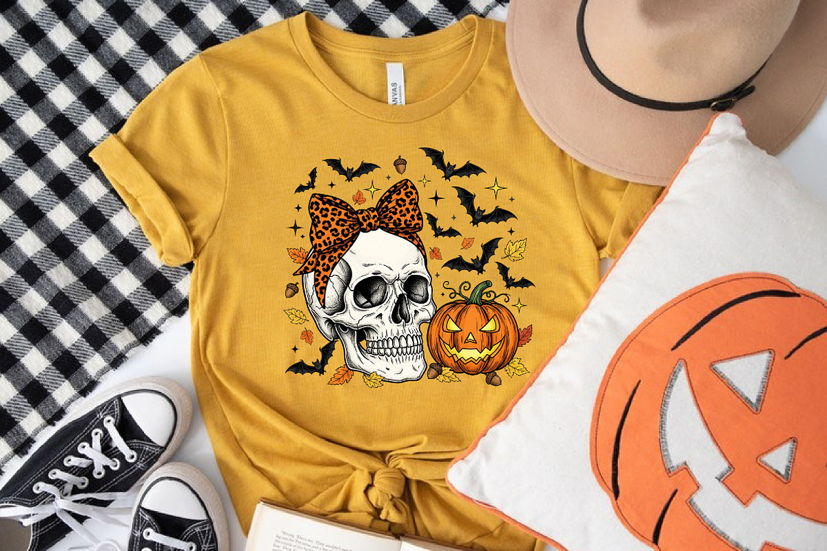 Halloween, Skull With Bow, Pumpkin P, an Illustration by Libby Wishes (Photo 3 of 6)