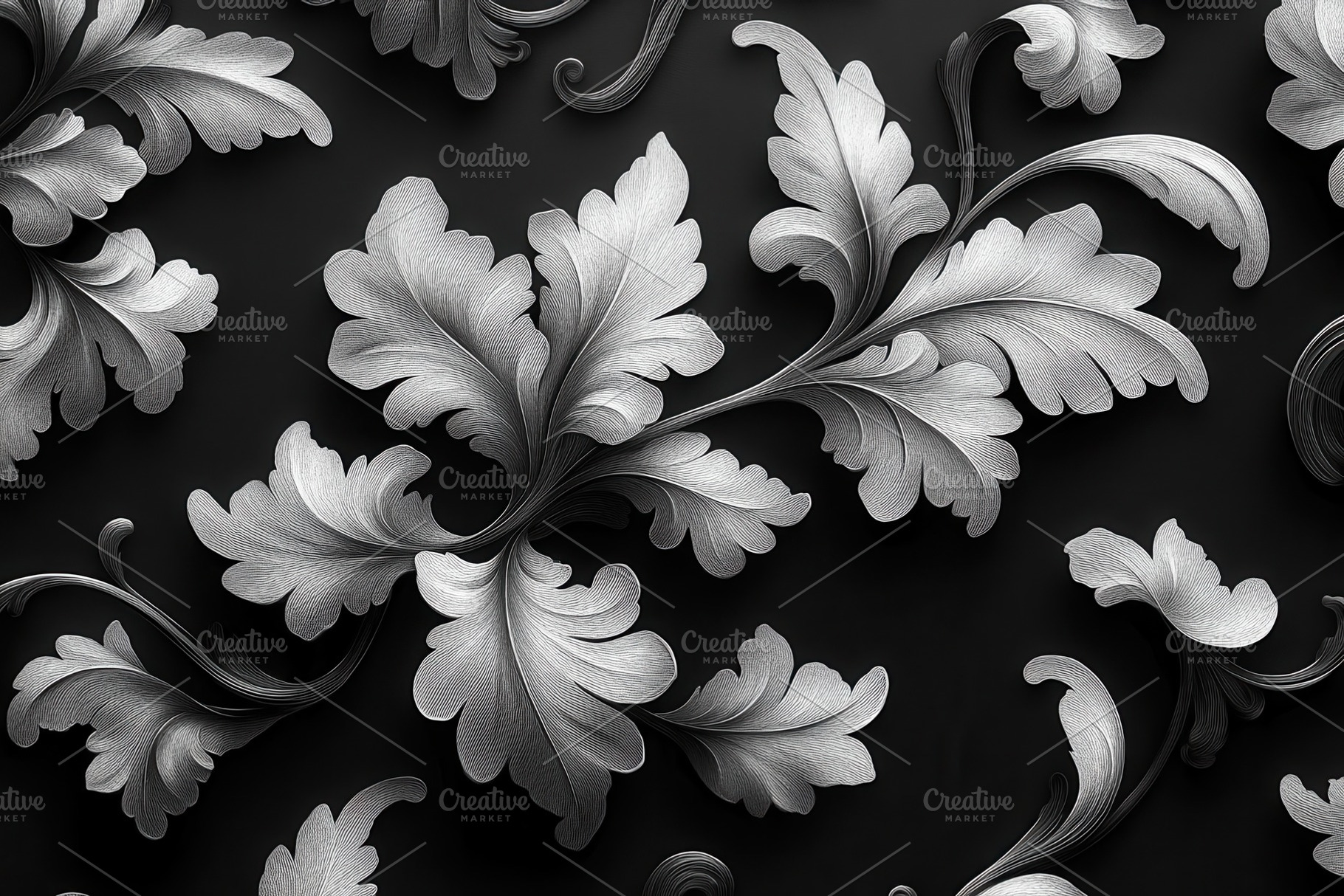 Intricate silver leaf patterns on a, a Photo by Tanuart