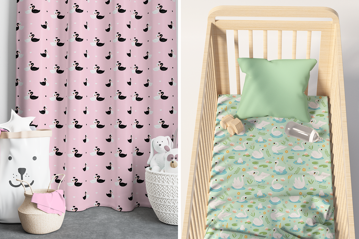 Lovely Swans Clipart & Patterns, a Pattern Graphic by LiSA Creative Mood (Photo 6 of 9)