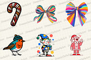 Groovy Retro  Christmas Clipart, an Illustration by DreamCafeArt (Thumbnail 4 of 7)