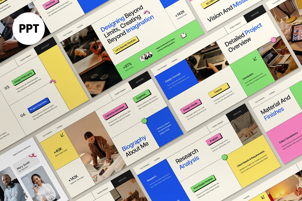 Cream Modern Creative Portfolio PPT, a Presentation Template by graphicook (Photo 1 of 4)