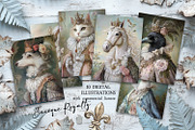 Baroque Royalty Animals Postcards, an Illustration by The Dutch Lady Designs (Thumbnail 1 of 7)