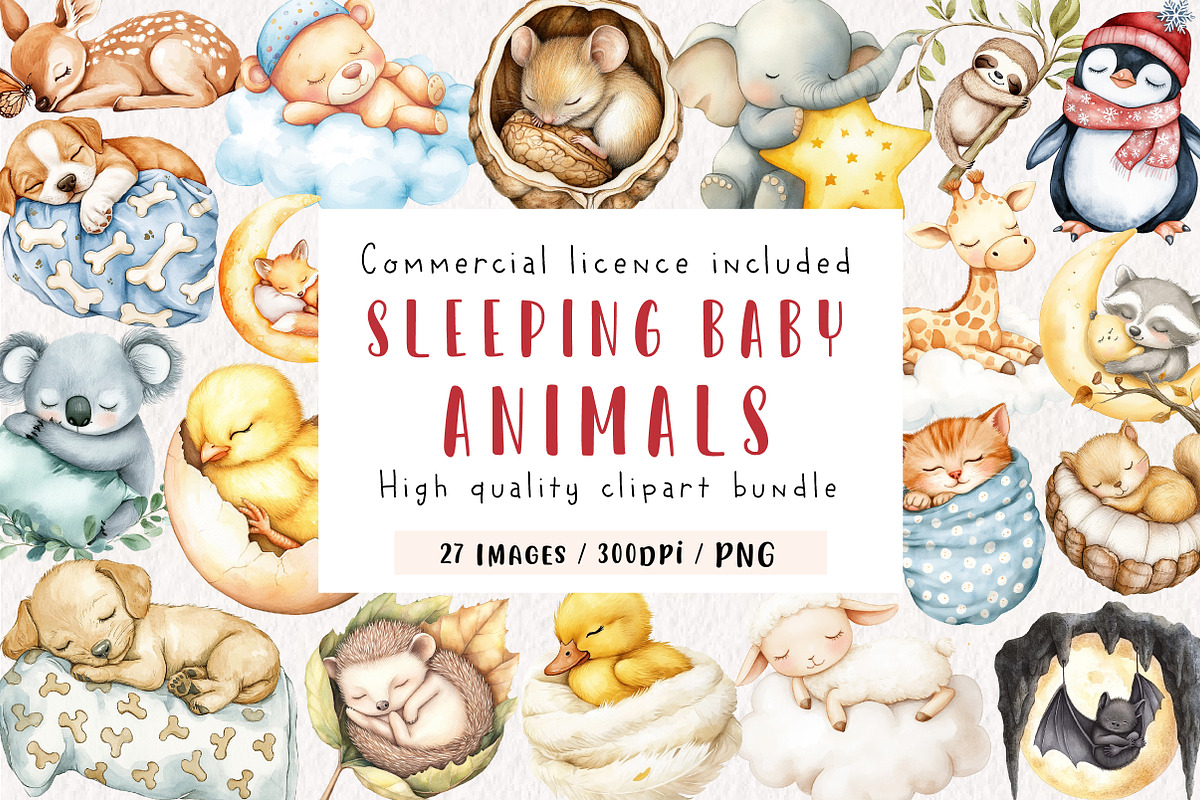 Sleeping Baby Animal, Sweet Dreams, an Illustration by CreationArt (Photo 1 of 9)