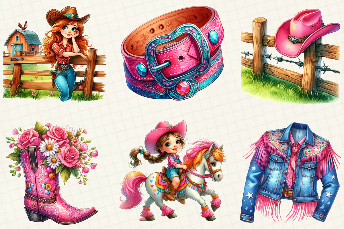 Pink Western Cow Girl Clipart, an Illustration by OK Design (Photo 4 of 5)